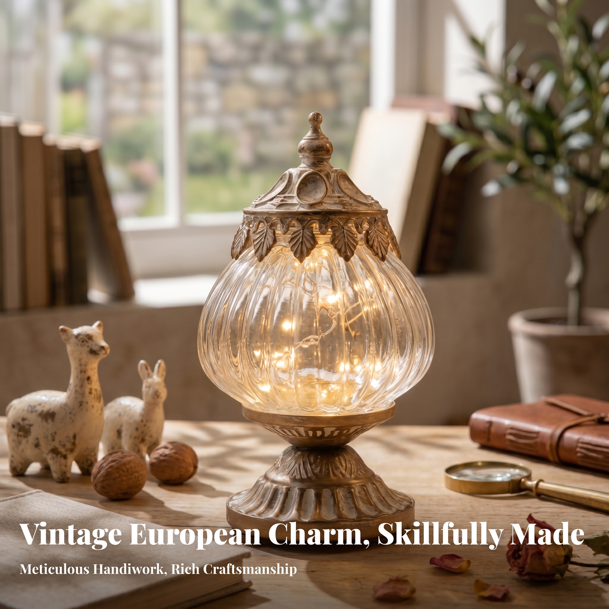 Photography Lighting Led - Vintage Ribbed Glass Lantern Ornately Detailed