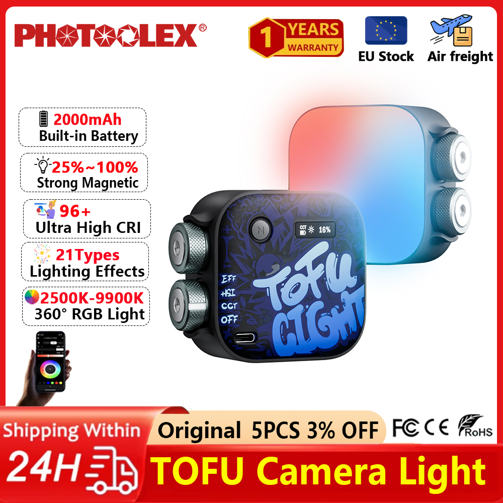 Torjim Rgb Photography Video Lighting - PHOTOOLEX 2000mAh Full Color RGB Video