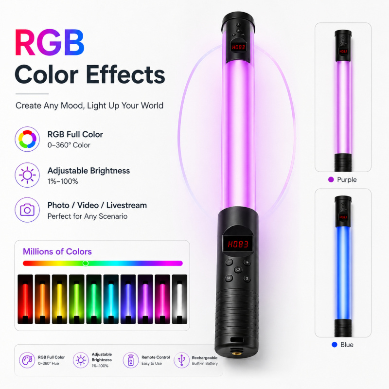 RGB Handheld Video Light Wand, – обзор и цена Torjim Rgb Photography Video Lighting