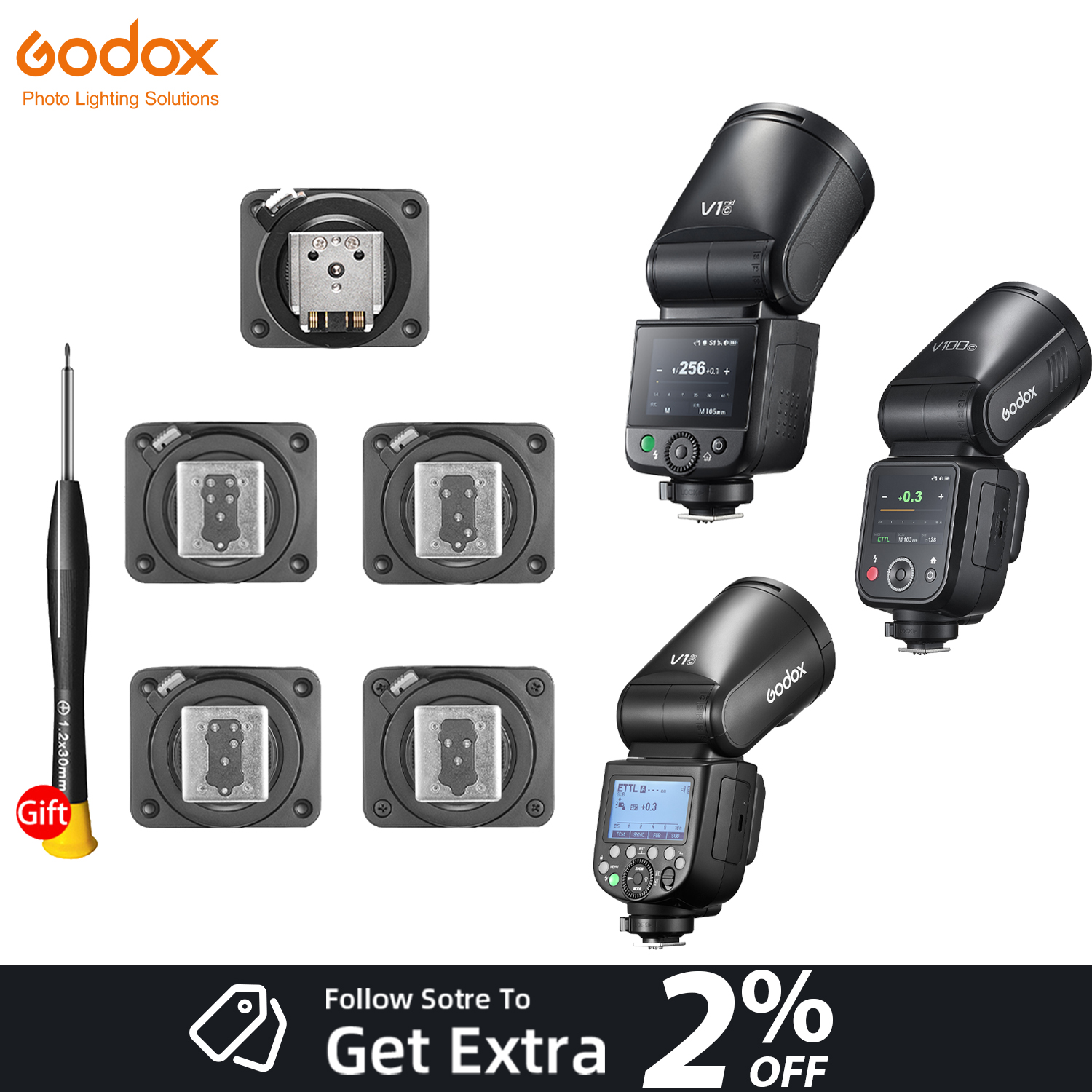 Godox V1 Mid V1Pro V100 Speedl – обзор и цена Godox Speedlite Flash