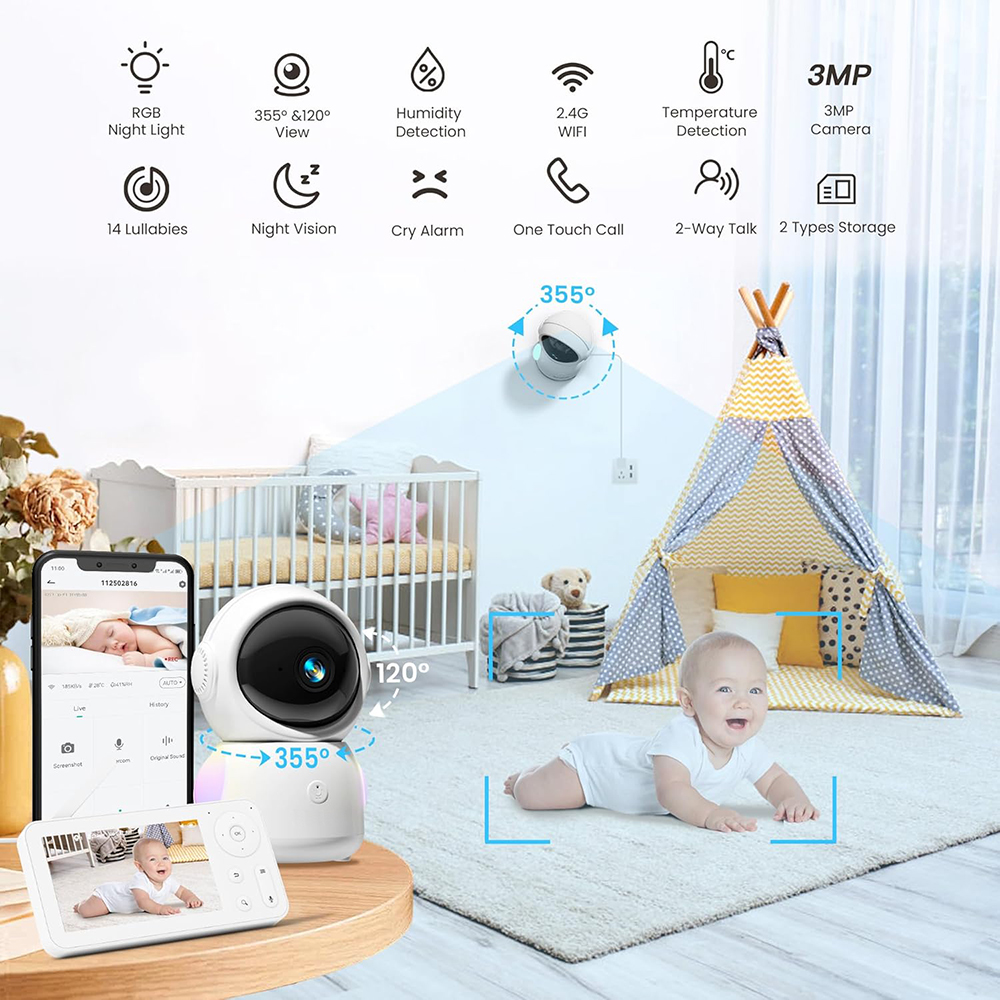 2K Baby Monitor with 2 Cameras – обзор и цена Torjim Rgb Photography Video Lighting